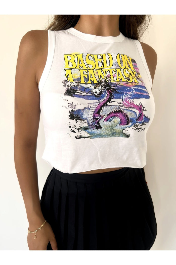Kadın Beyaz Baskılı Crop Top T-shirt