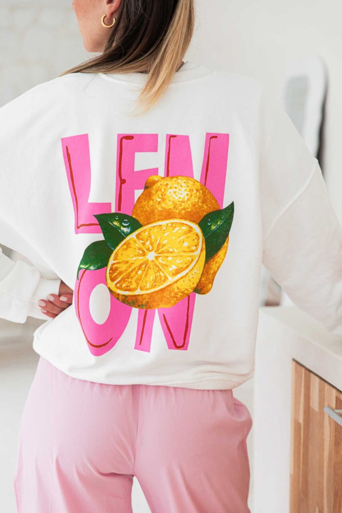 Amalfi Serisi Oversize Kesim Baskılı Şardonlu Organik Pamuk Sweatshirt