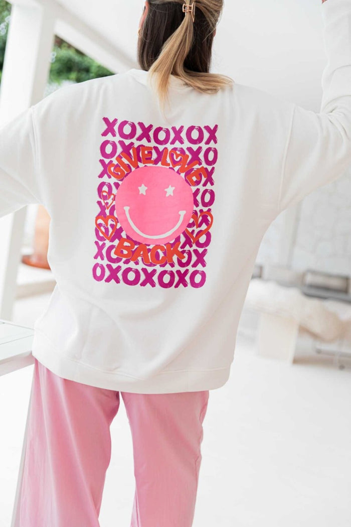 Amalfi Serisi Oversize Kesim Baskılı Şardonlu Organik Pamuk Sweatshirt