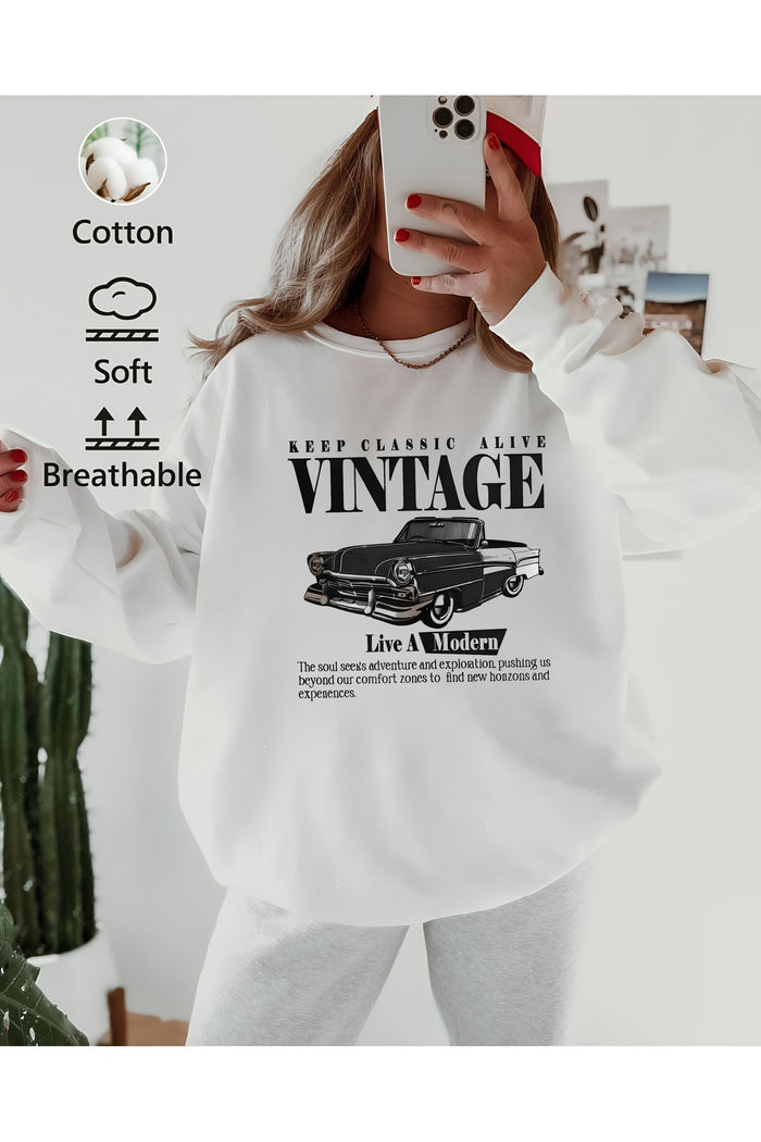 Premium Oversize Kesim Uzun Kollu Baskılı Sweatshirt