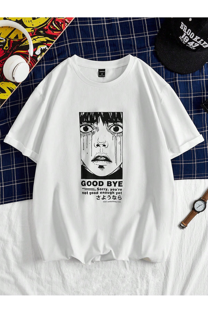 Unisex Beyaz Baskılı Organik Pamuk Oversize Kesim T-shirt
