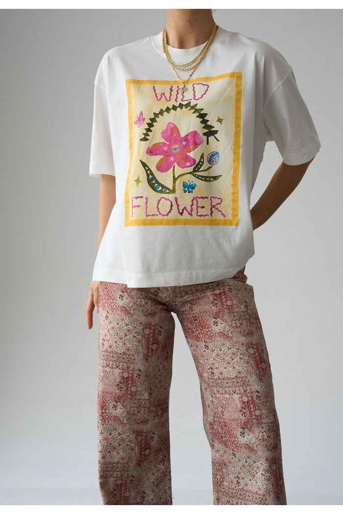 Oversize Kesim Kısa Kollu Baskılı T-shirt