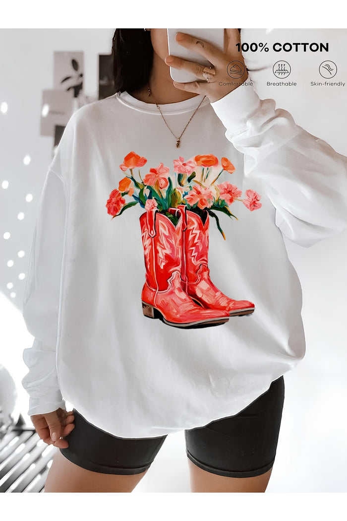 Premium Oversize Kesim Uzun Kollu Baskılı Sweatshirt