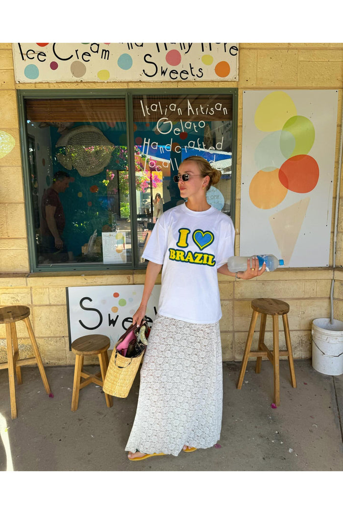 Amalfi Serisi Beyaz Organik Pamuk Oversize Kesim Kısa Kollu T-shirt