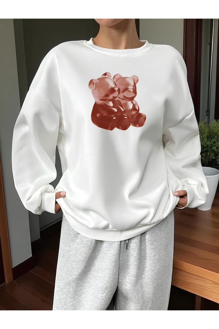 Premium Oversize Kesim Uzun Kollu Baskılı Sweatshirt