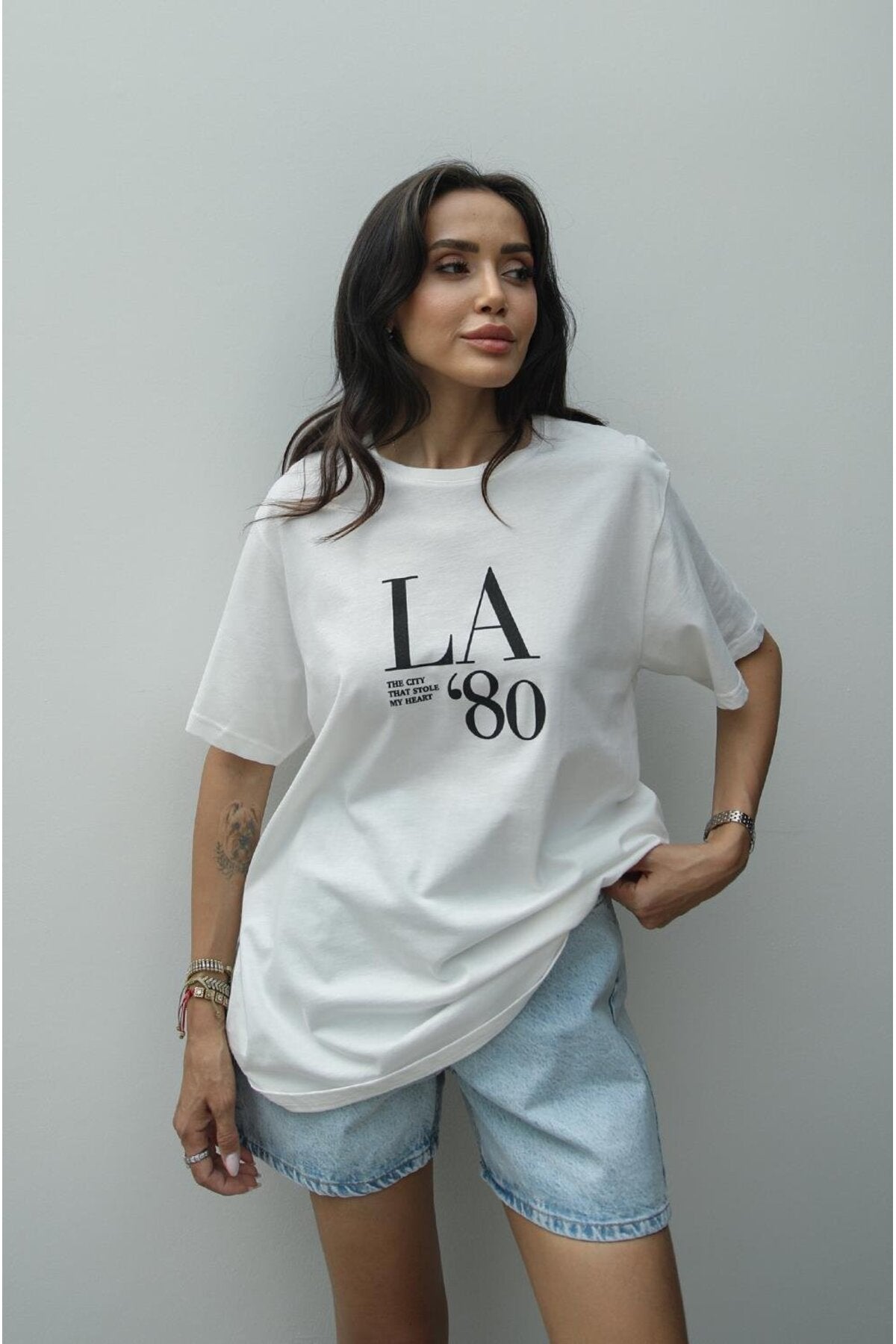 Oversize Kesim Kısa Kollu Baskılı T-shirt