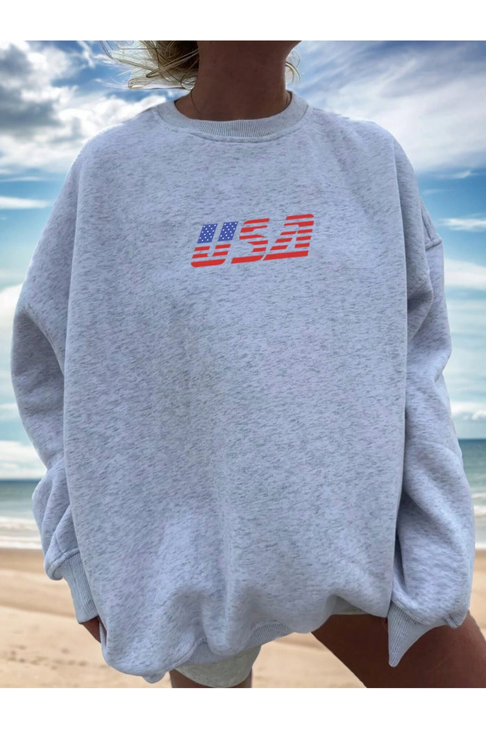 Oversize Kesim Baskılı Şardonlu Organik Pamuk Sweatshirt