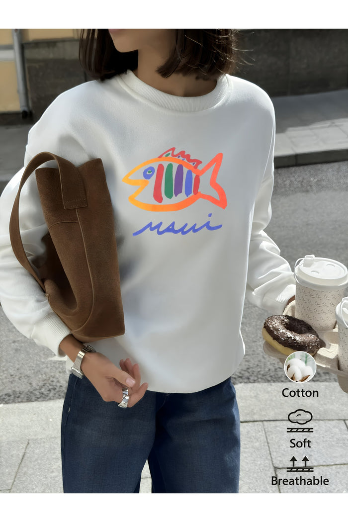 Premium Oversize Kesim Uzun Kollu Baskılı Sweatshirt