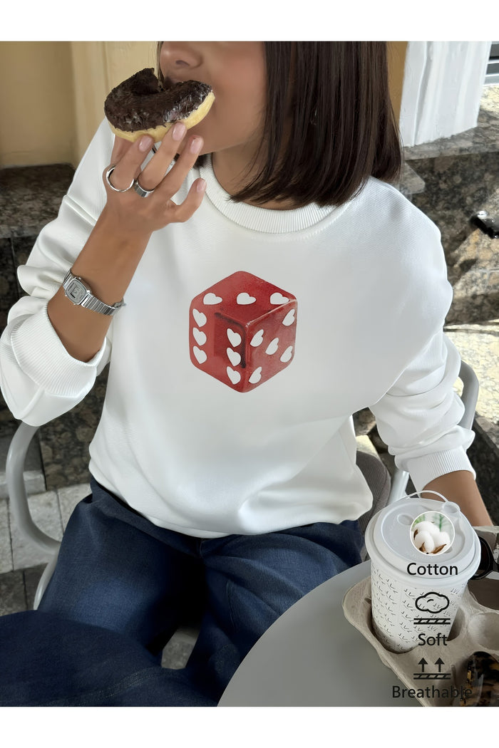 Premium Oversize Kesim Uzun Kollu Baskılı Sweatshirt