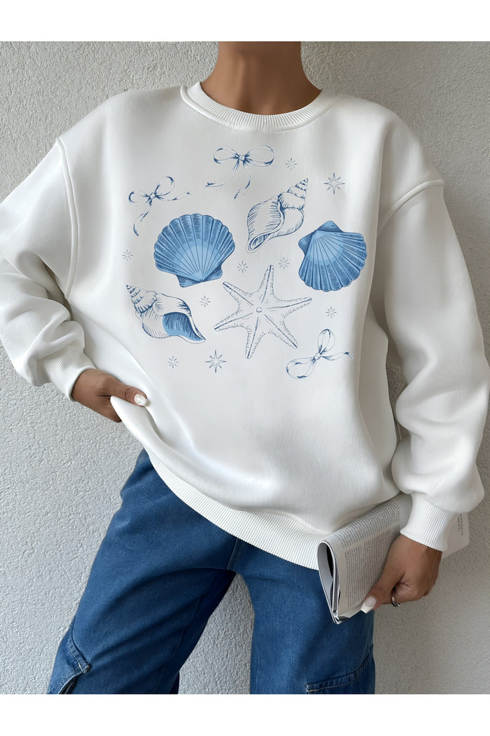 Premium Oversize Kesim Uzun Kollu Baskılı Sweatshirt