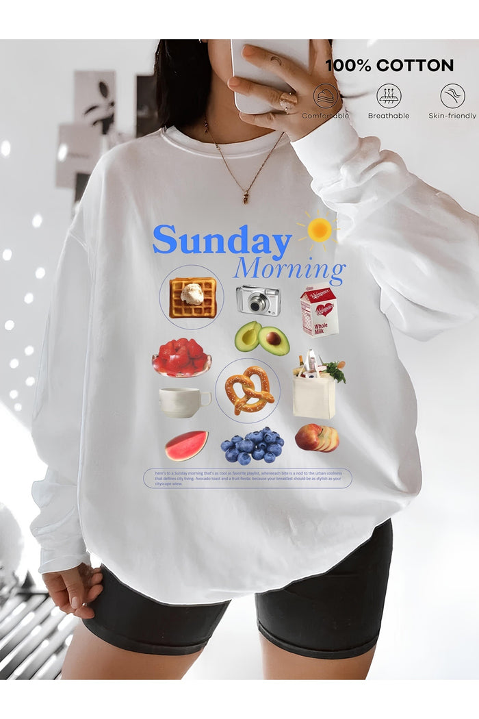 Premium Oversize Kesim Uzun Kollu Baskılı Sweatshirt