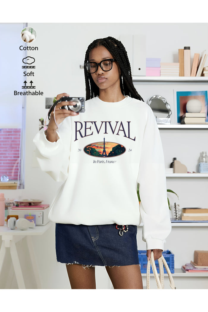 Premium Oversize Kesim Uzun Kollu Baskılı Sweatshirt