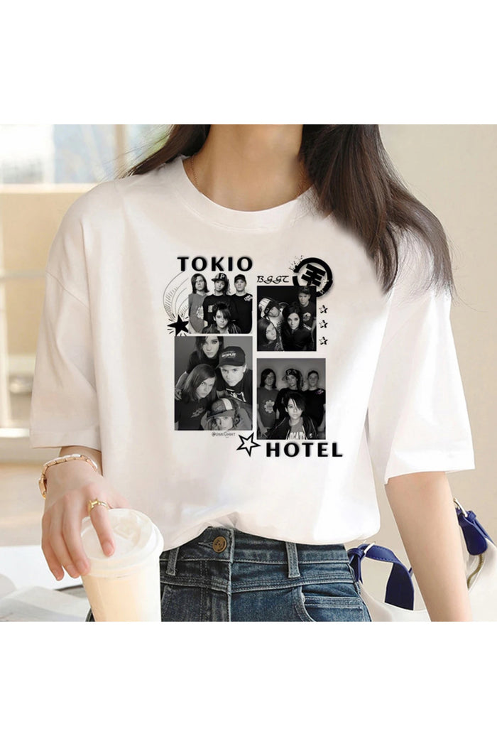 Beyaz Baskılı Organik Pamuk Oversize T-shirt