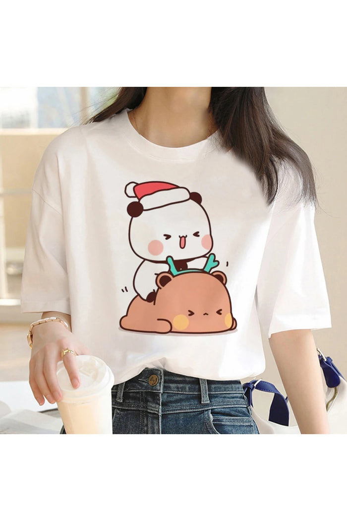 Beyaz Baskılı Organik Pamuk Oversize T-shirt