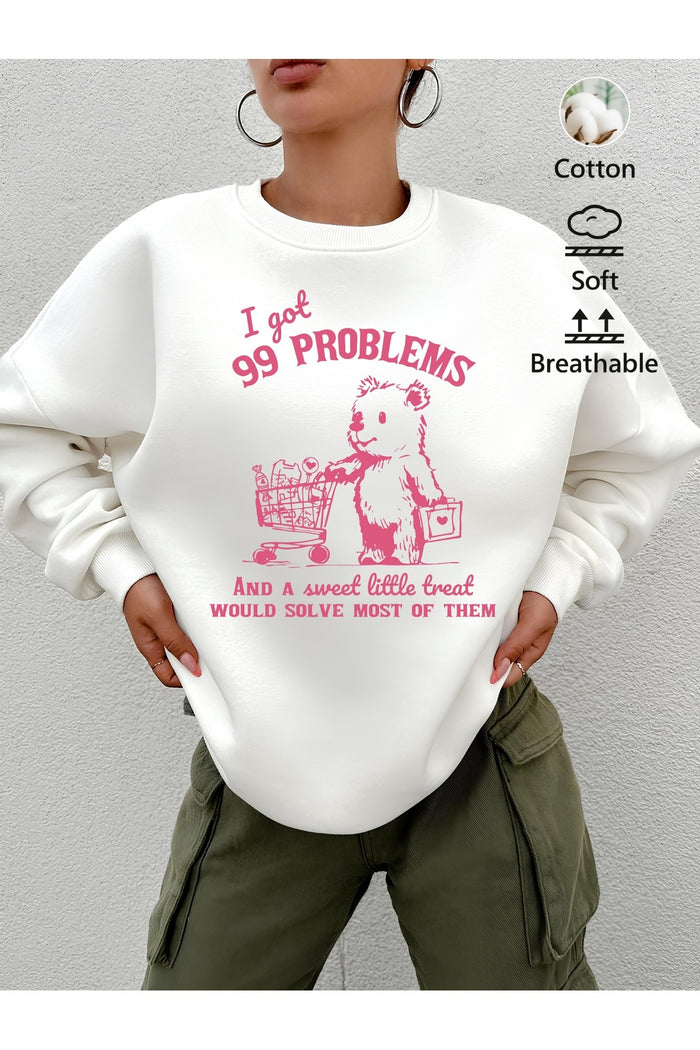 Premium Oversize Kesim Uzun Kollu Baskılı Sweatshirt