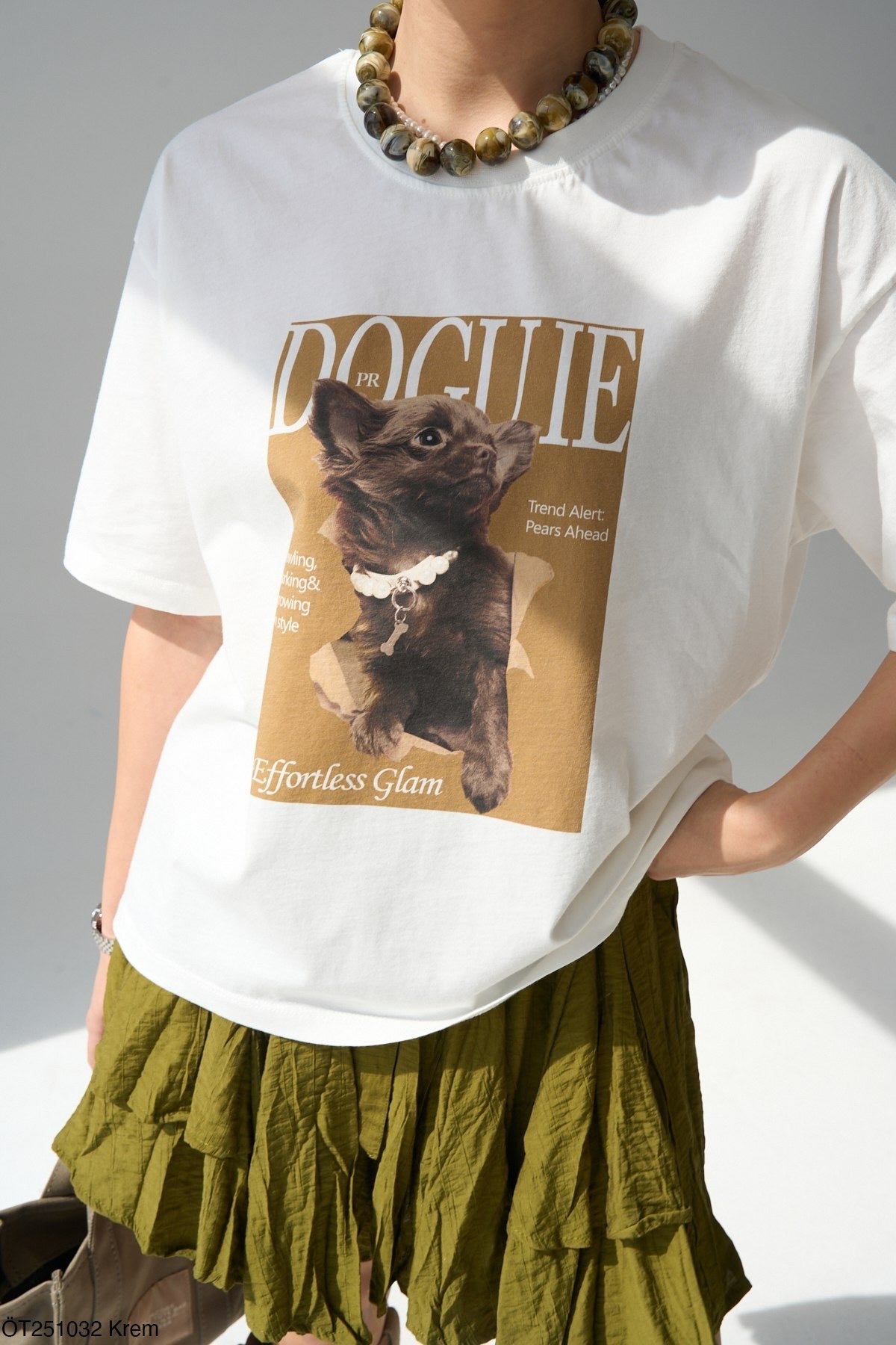 Oversize Kesim Kısa Kollu Baskılı T-shirt