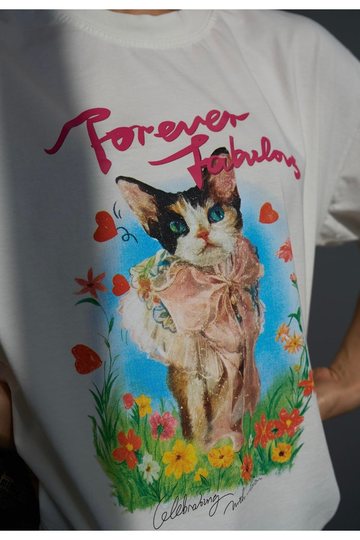 Oversize Kesim Kısa Kollu Baskılı T-shirt