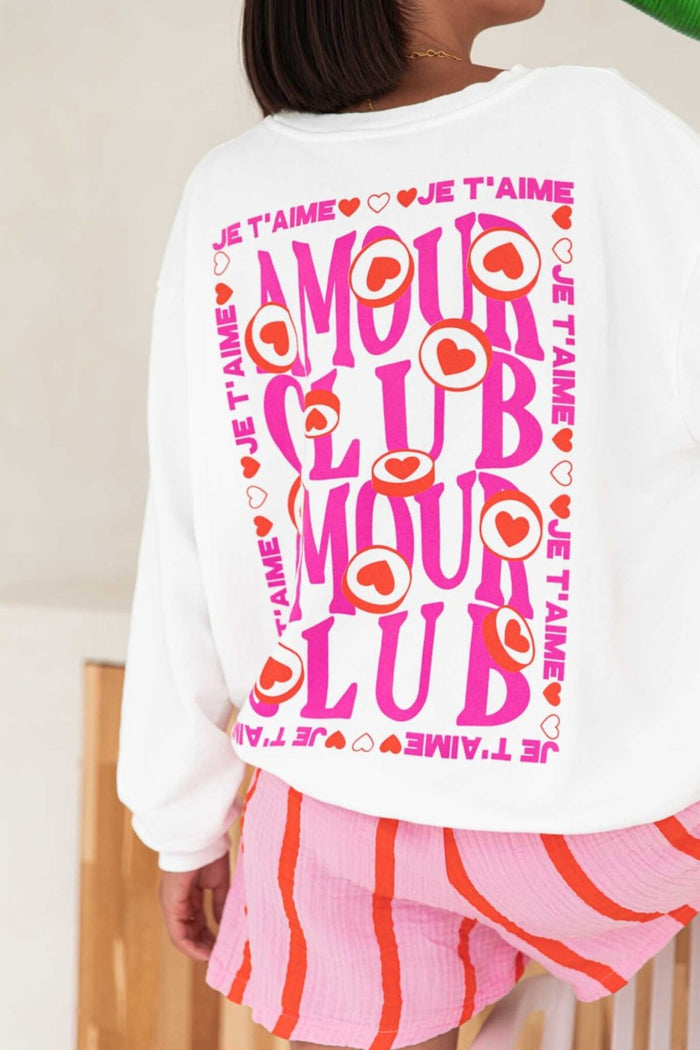 Oversize Kesim Baskılı Şardonlu Organik Pamuk Sweatshirt