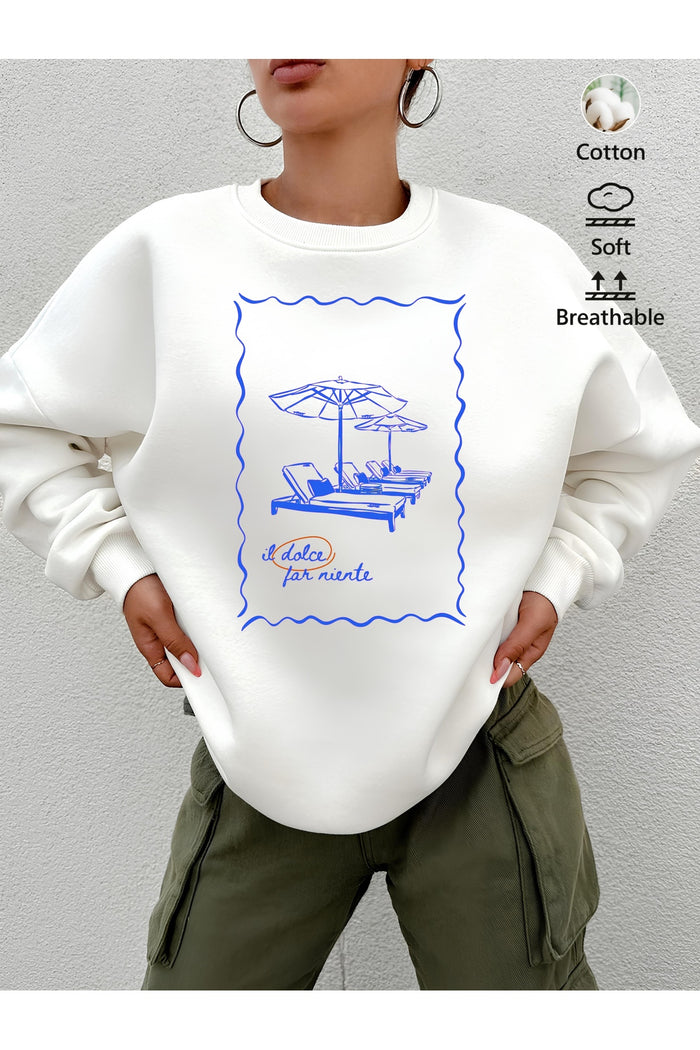 Premium Oversize Kesim Uzun Kollu Baskılı Sweatshirt