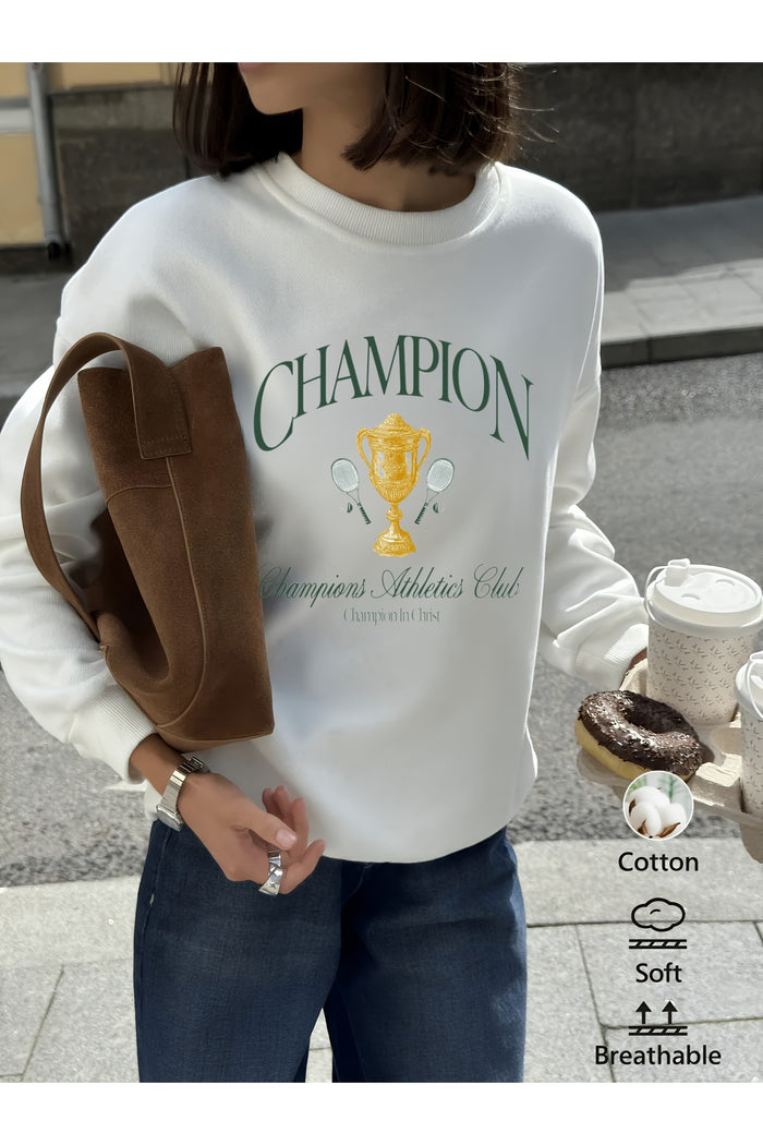 Premium Oversize Kesim Uzun Kollu Baskılı Sweatshirt