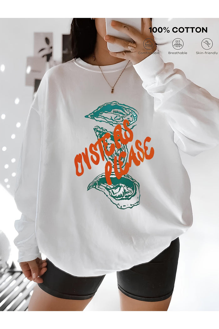 Premium Oversize Kesim Uzun Kollu Baskılı Sweatshirt