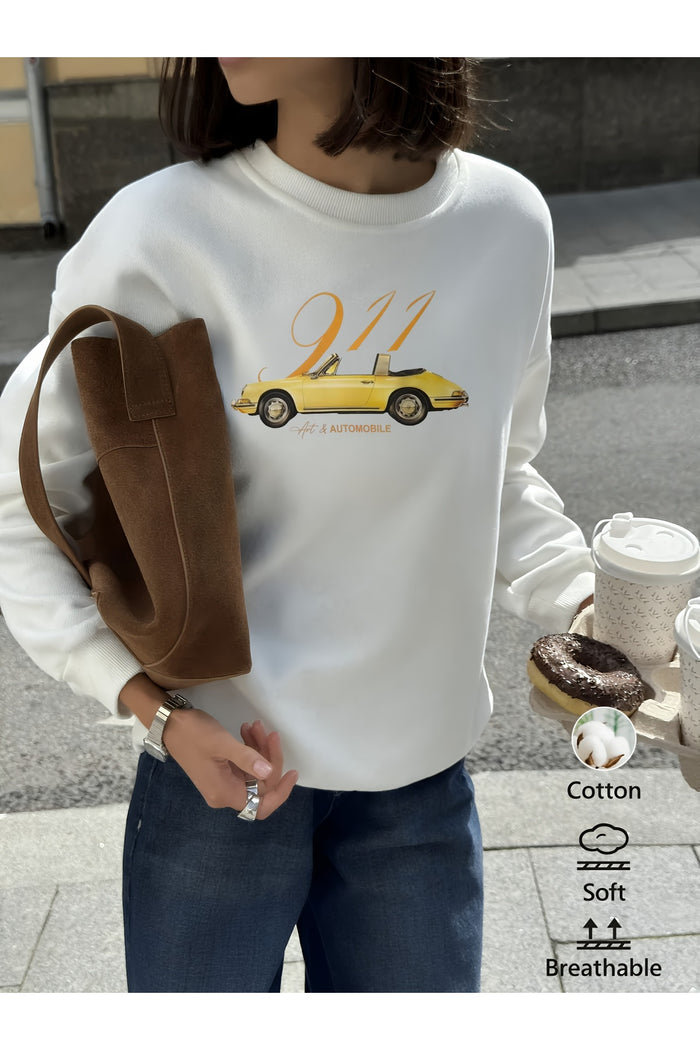 Premium Oversize Kesim Uzun Kollu Baskılı Sweatshirt