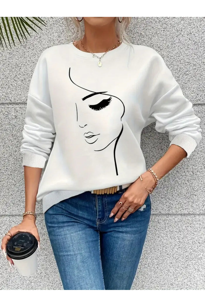 Premium Oversize Kesim Uzun Kollu Baskılı Sweatshirt