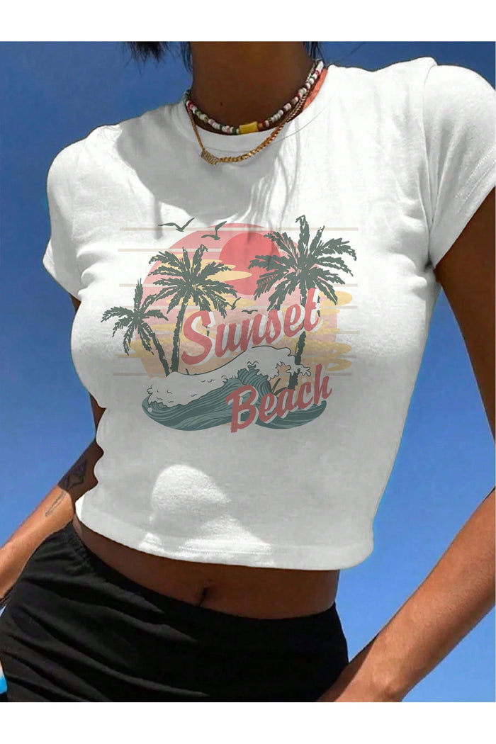 Archi Premium Serisi Baskılı Organik Pamuk Crop T-shirt