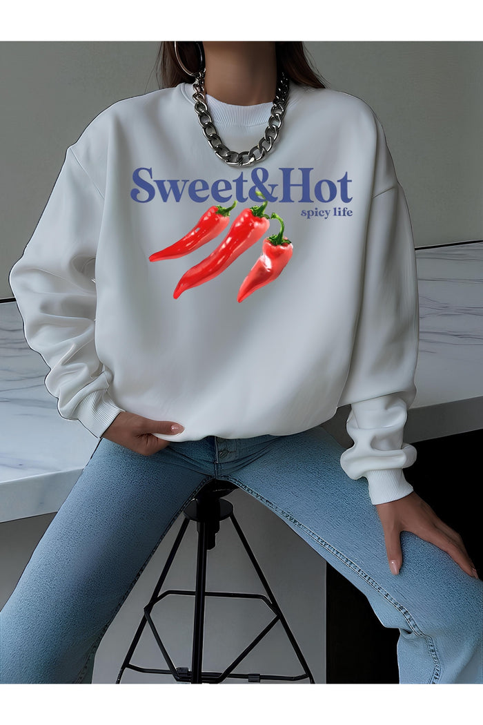 Premium Oversize Kesim Uzun Kollu Baskılı Sweatshirt