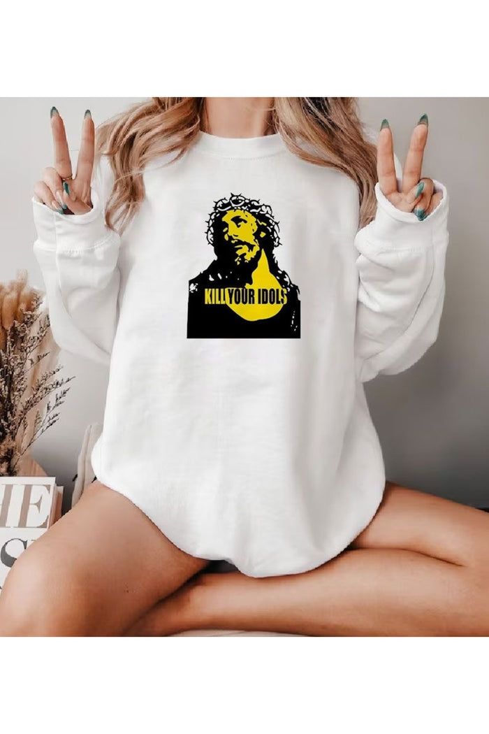 Premium Oversize Kesim Uzun Kollu Baskılı Sweatshirt