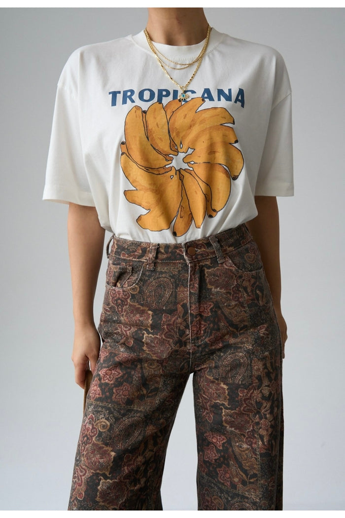 Oversize Kesim Kısa Kollu Baskılı T-shirt