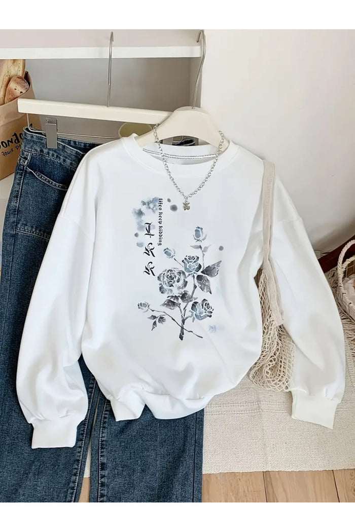 Premium Oversize Kesim Uzun Kollu Baskılı Sweatshirt