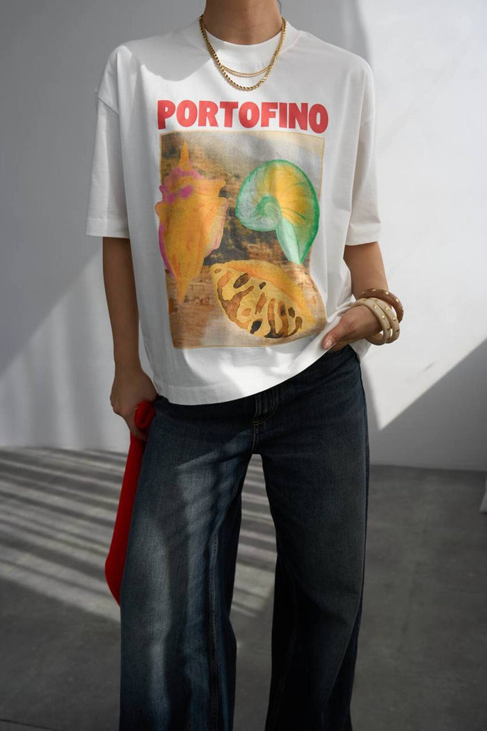 Oversize Kesim Kısa Kollu Baskılı T-shirt