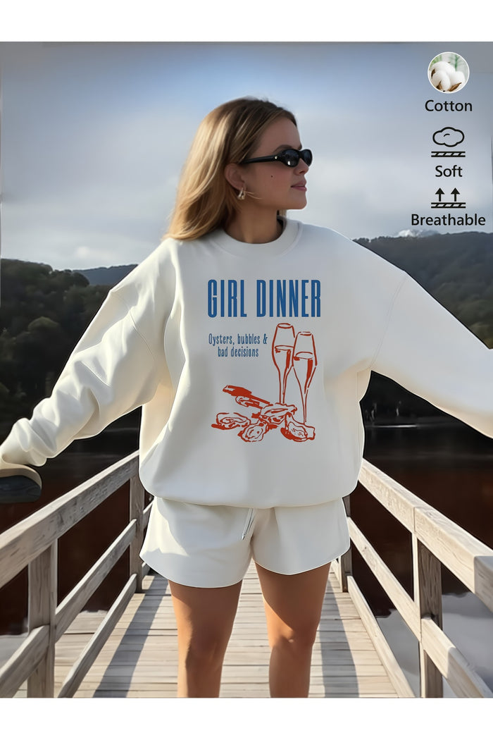 Premium Oversize Kesim Uzun Kollu Baskılı Sweatshirt