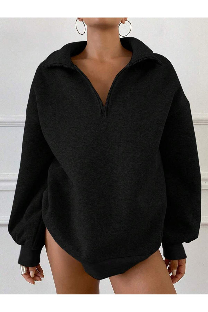 Siyah Edwar Serisi Limited Edition Fermuarlı Oversize Kesim Sweatshirt