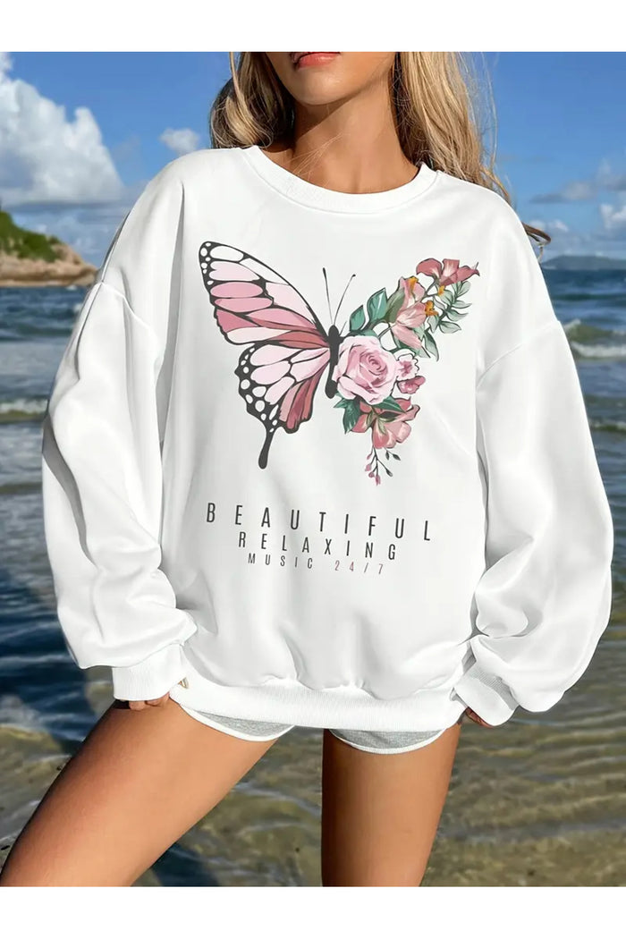 Premium Oversize Kesim Uzun Kollu Baskılı Sweatshirt