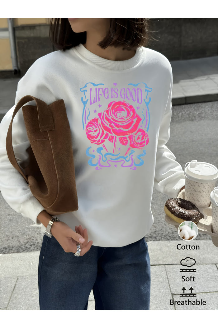 Premium Oversize Kesim Uzun Kollu Baskılı Sweatshirt