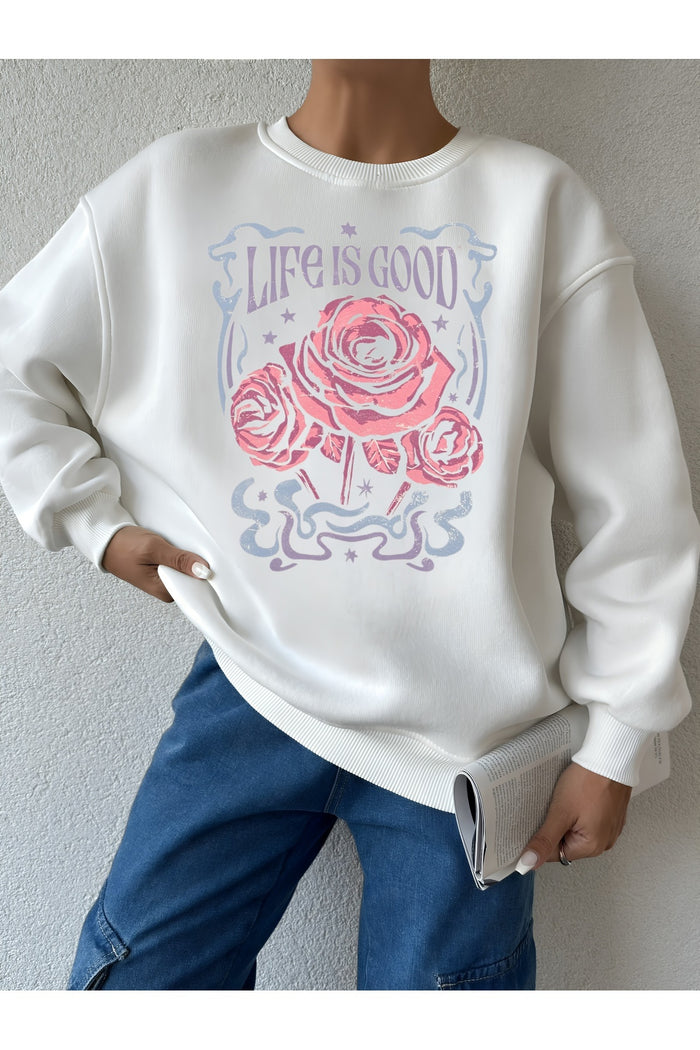 Premium Oversize Kesim Uzun Kollu Baskılı Sweatshirt