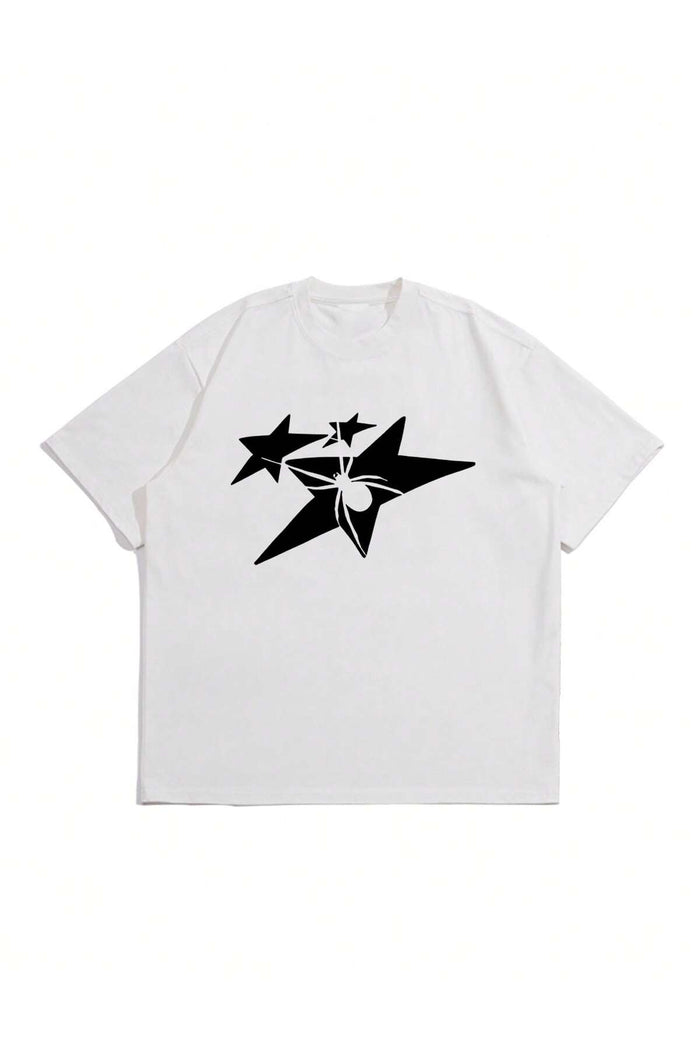 Unisex Beyaz Baskılı Organik Pamuk Oversize Kesim T-shirt