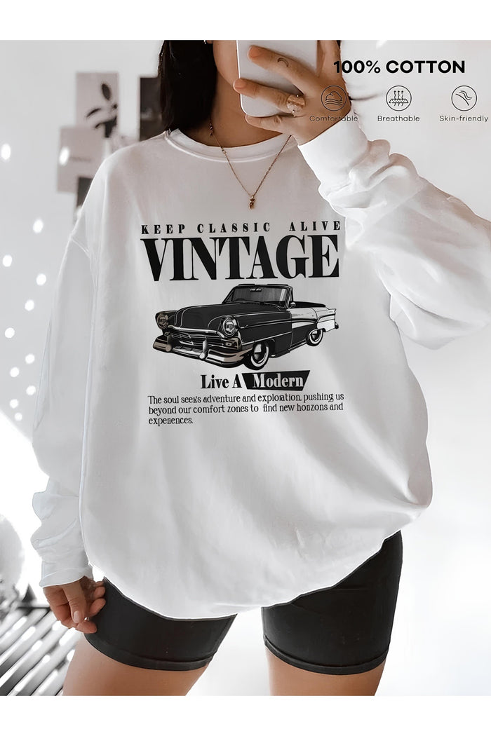 Premium Oversize Kesim Uzun Kollu Baskılı Sweatshirt