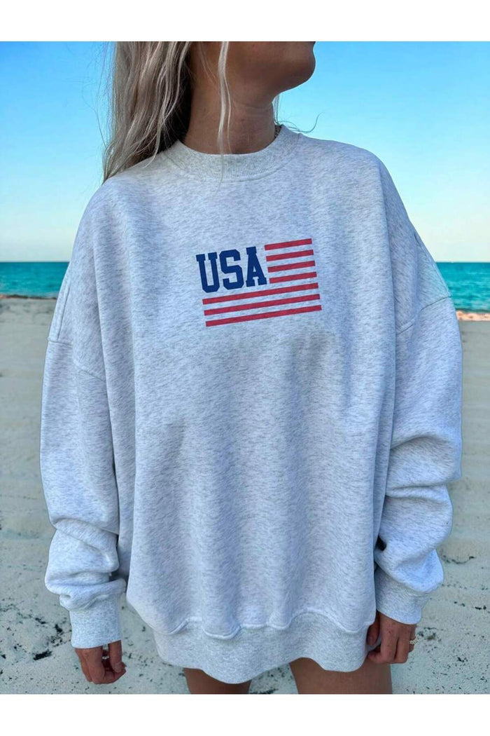 Oversize Kesim Baskılı Şardonlu Organik Pamuk Sweatshirt