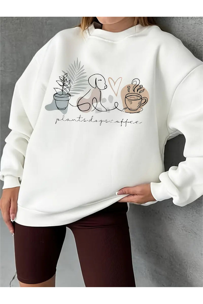 Premium Oversize Kesim Uzun Kollu Baskılı Sweatshirt