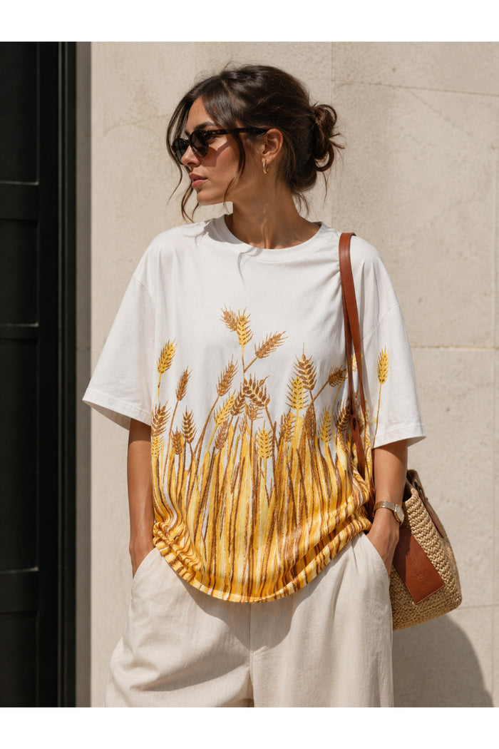 Oversize Kesim Kısa Kollu Baskılı T-shirt
