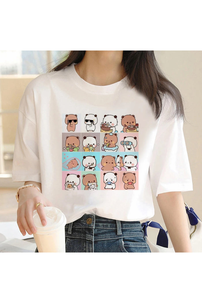 Beyaz Baskılı Organik Pamuk Oversize T-shirt