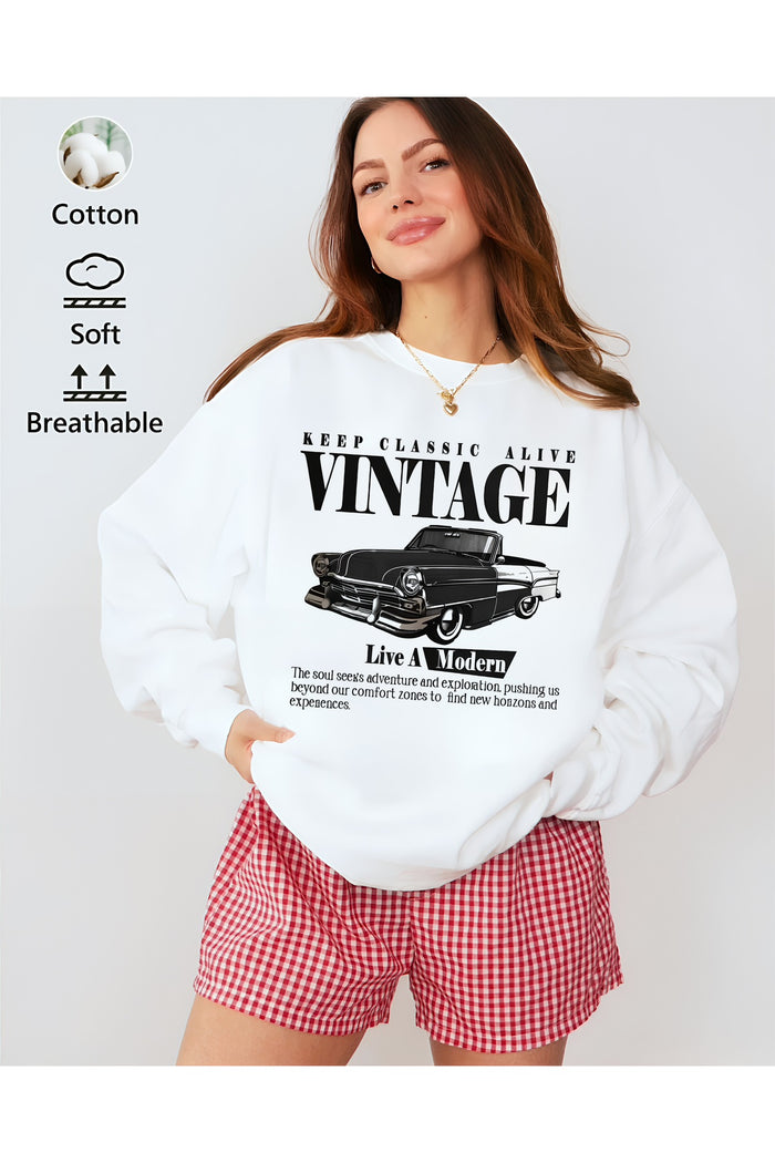 Premium Oversize Kesim Uzun Kollu Baskılı Sweatshirt