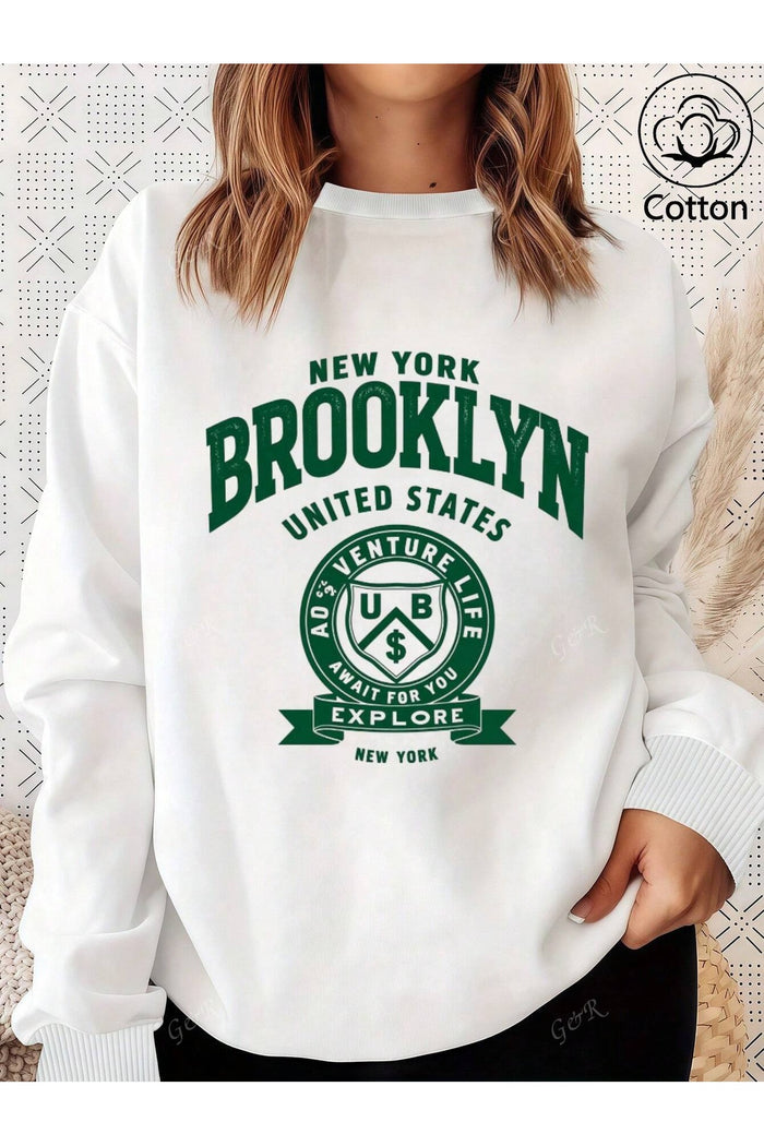 Premium Oversize Kesim Uzun Kollu Baskılı Sweatshirt