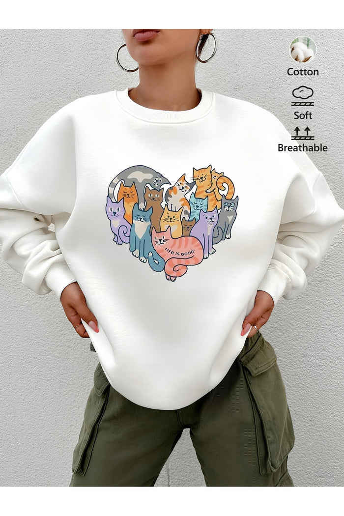 Premium Oversize Kesim Uzun Kollu Baskılı Sweatshirt
