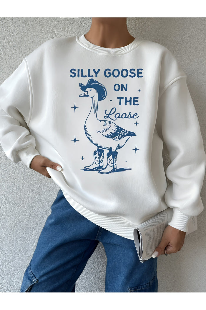 Premium Oversize Kesim Uzun Kollu Baskılı Sweatshirt