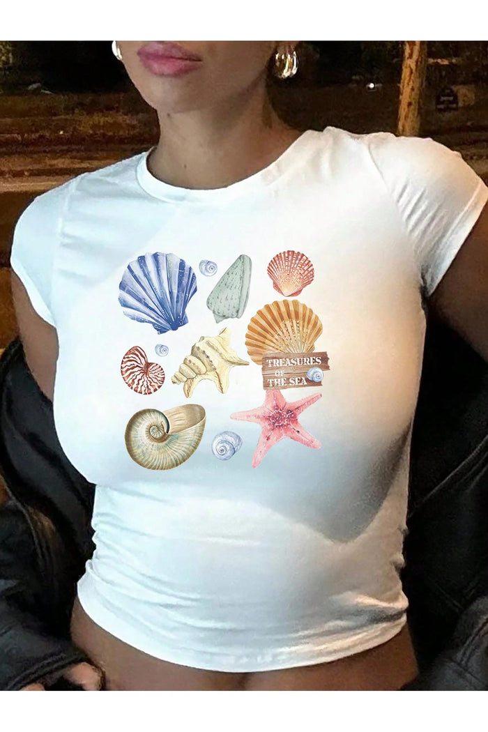 Archi Premium Serisi Baskılı Organik Pamuk Crop T-shirt