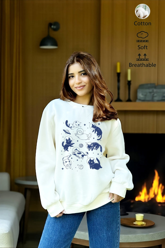 Premium Oversize Kesim Uzun Kollu Baskılı Sweatshirt